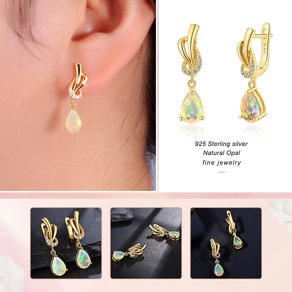 TBJ 100% Natural Ethiopia Opal earrings 925 sterling silver gemstones women fine jewelry for women wife birthday nice gift