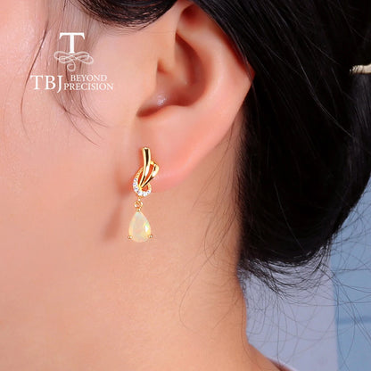 TBJ 100% Natural Ethiopia Opal earrings 925 sterling silver gemstones women fine jewelry for women wife birthday nice gift