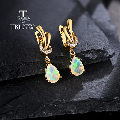 TBJ 100% Natural Ethiopia Opal earrings 925 sterling silver gemstones women fine jewelry for women wife birthday nice gift
